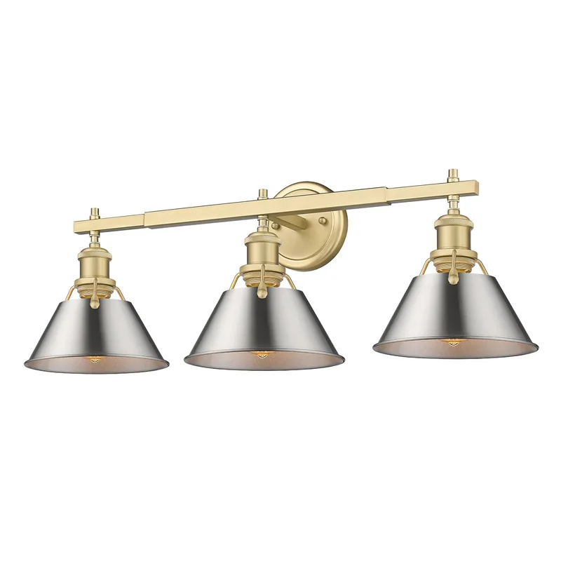 Yep by Golden Lighting Orwell 3-light Vanity in Brushed Champagne Brass and Pewter shade — Golden Lighting LED Wall Lights  