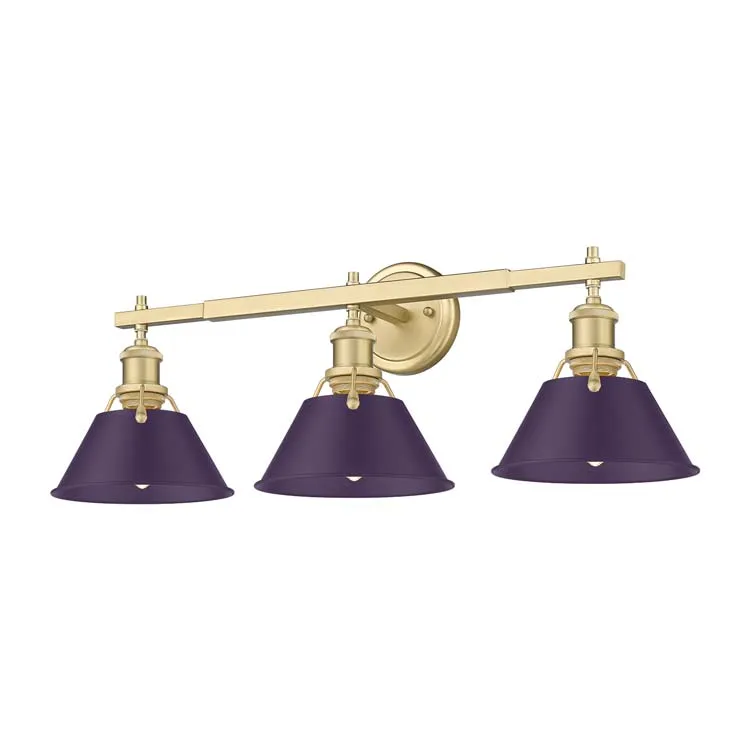Yep by Golden Lighting Orwell 3-light Vanity in Brushed Champagne Brass and Exotic Purple shade — Golden Lighting LED Wall Lights  