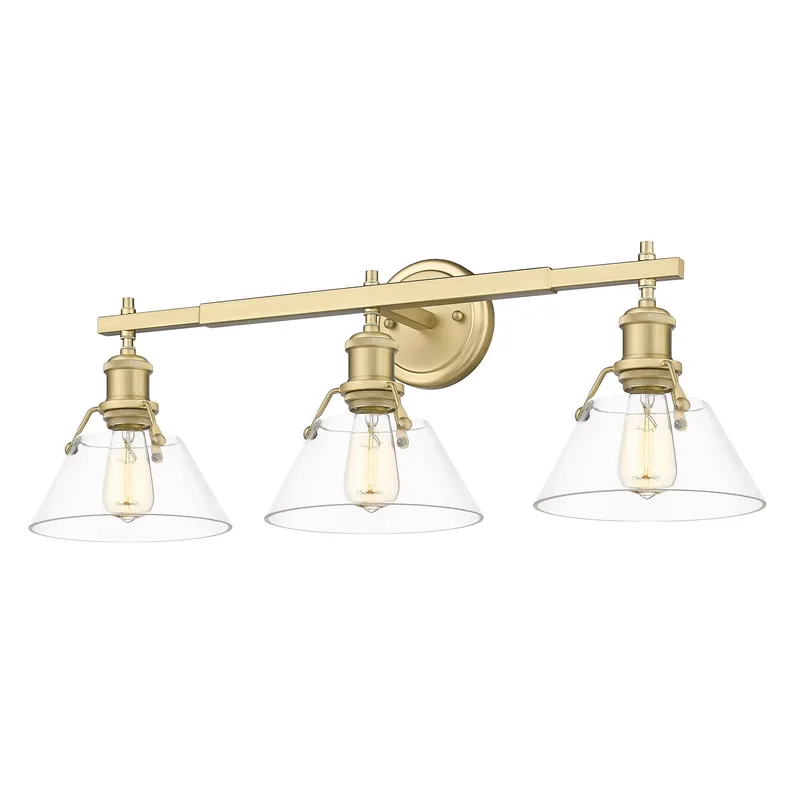 Yep by Golden Lighting Orwell 3-light Vanity in Brushed Champagne Brass and Clear Glass — Golden Lighting LED Wall Lights 100.0W 