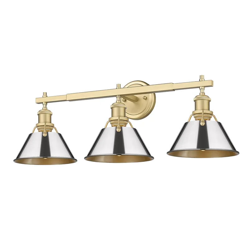 Yep by Golden Lighting Orwell 3-light Vanity in Brushed Champagne Brass and Chrome shade — Golden Lighting LED Wall Lights 100.0W 