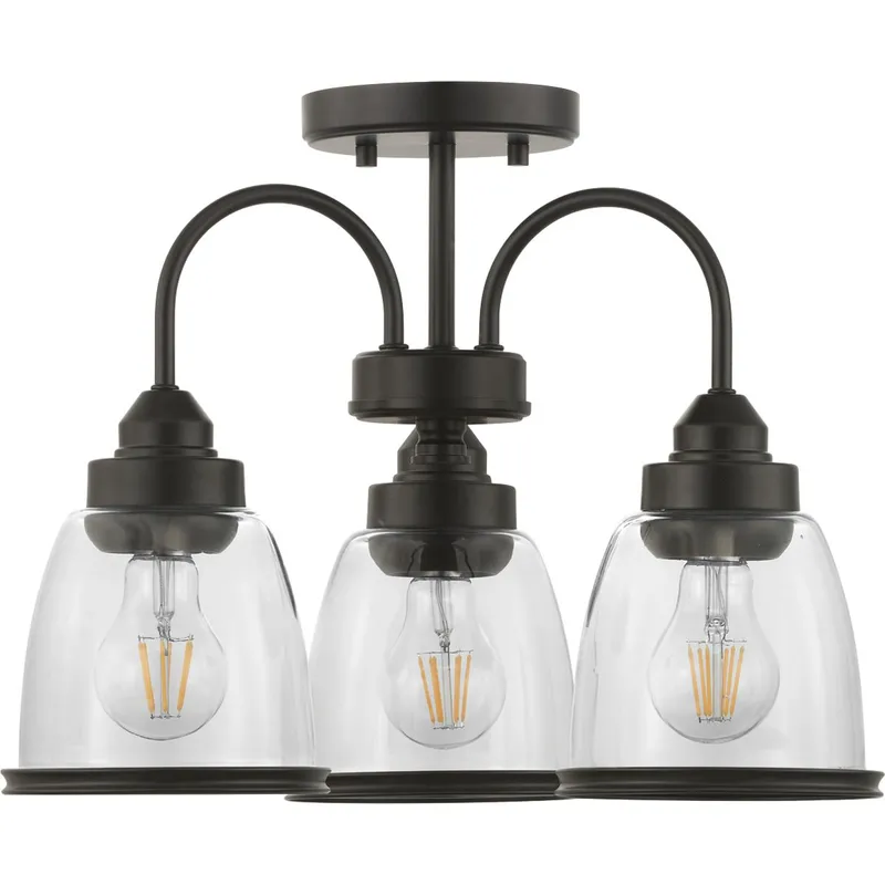Saluda Collection 18" Three-Light Semi-Flush Convertible — Progress Lighting LED Landscape Lights  