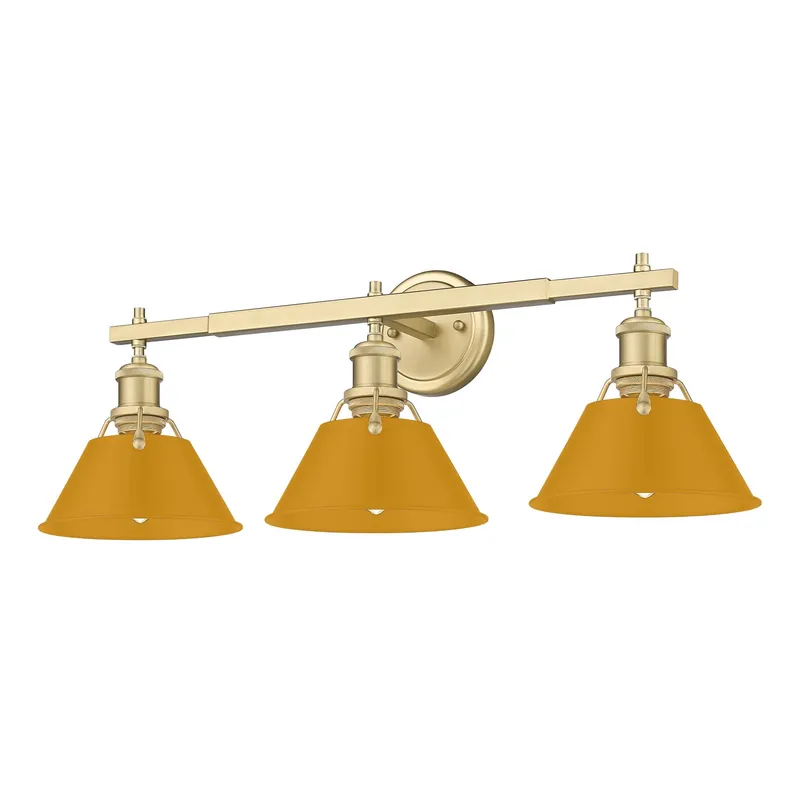 Yep by Golden Lighting Orwell 3-light Vanity in Brushed Champagne Brass and Auric Yellow shade — Golden Lighting LED Wall Lights 100.0W 