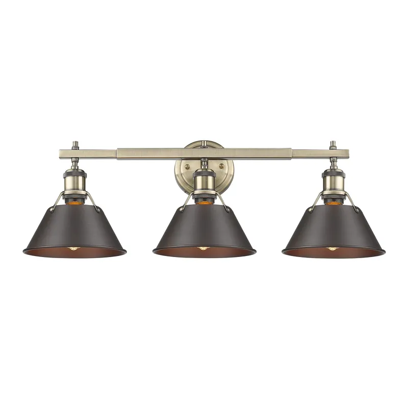 Yep by Golden Lighting Orwell 3-light Vanity in Aged Brass and Rubbed Bronze shade — Golden Lighting LED Wall Lights  