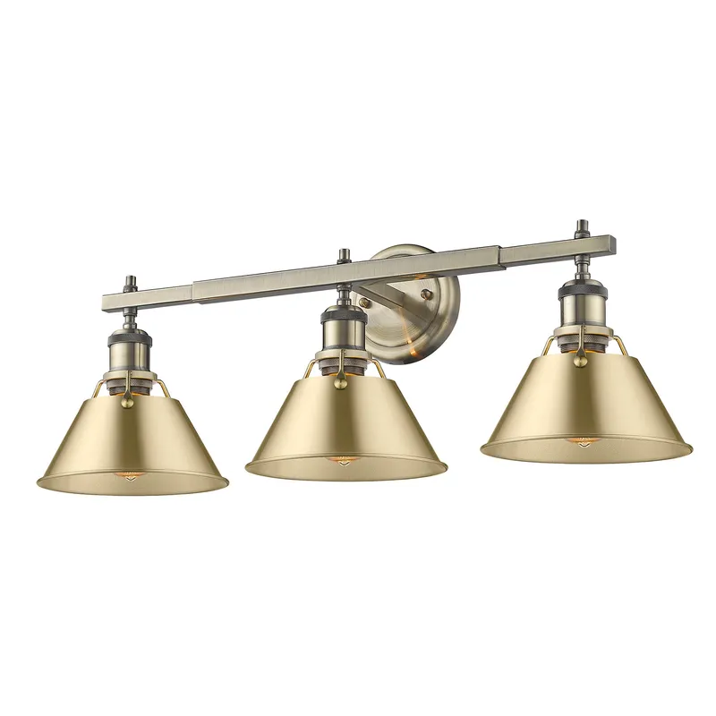 Yep by Golden Lighting Orwell 3-light Vanity in Aged Brass and Brushed Champagne Brass shade — Golden Lighting LED Wall Lights  