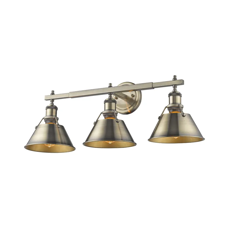 Yep by Golden Lighting Orwell 3-light Vanity in Aged Brass — Golden Lighting LED Wall Lights  