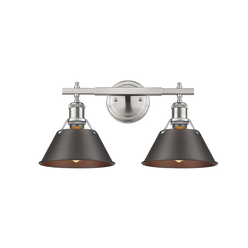 Yep by Golden Lighting Orwell 2-light Vanity in Pewter and Rubbed Bronze shade — Golden Lighting LED Wall Lights  
