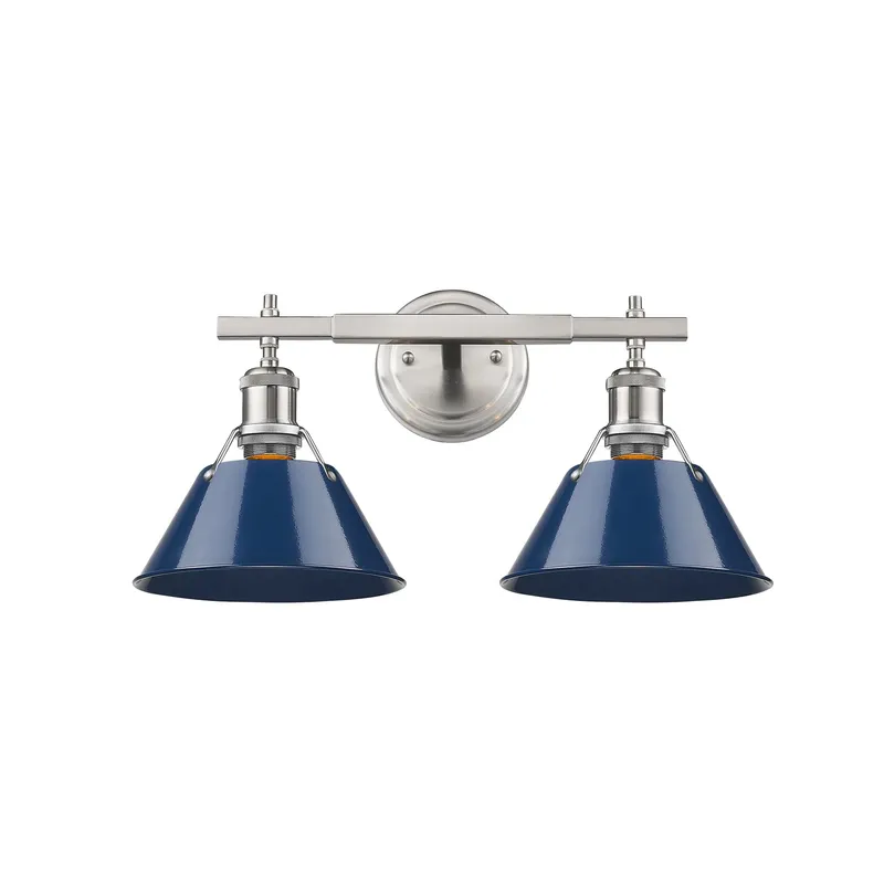 Yep by Golden Lighting Orwell 2-light Vanity in Pewter and Navy Blue shade — Golden Lighting LED Wall Lights  