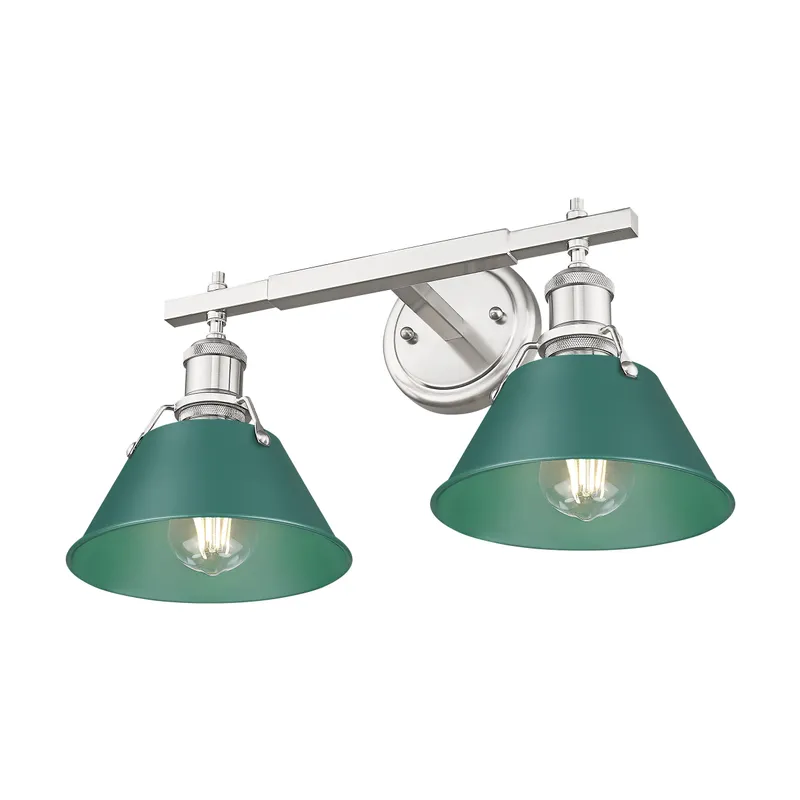 Yep by Golden Lighting Orwell 2-light Vanity in Pewter and Pine Green shade — Golden Lighting LED Wall Lights  