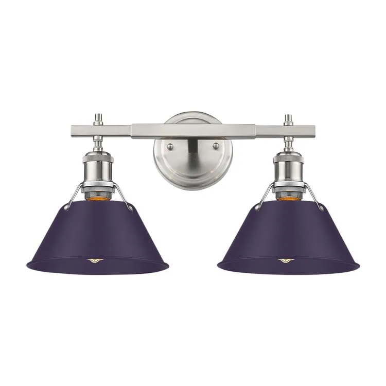 Yep by Golden Lighting Orwell 2-light Vanity in Pewter and Exotic Purple shade — Golden Lighting LED Wall Lights  