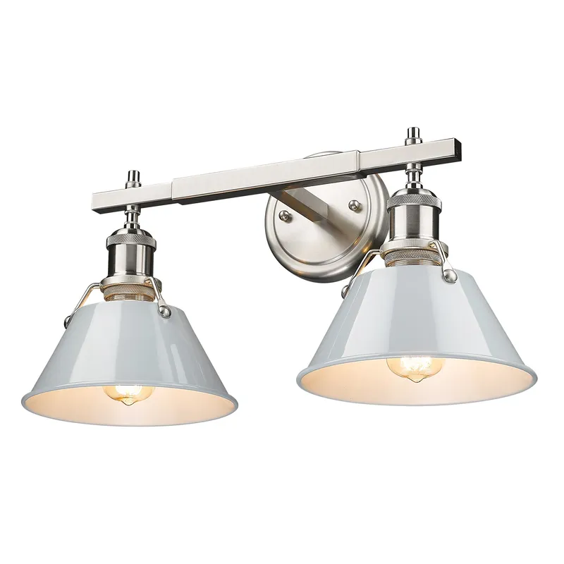 Yep by Golden Lighting Orwell 2-light Vanity in Pewter and Dusky Blue shade — Golden Lighting LED Wall Lights  