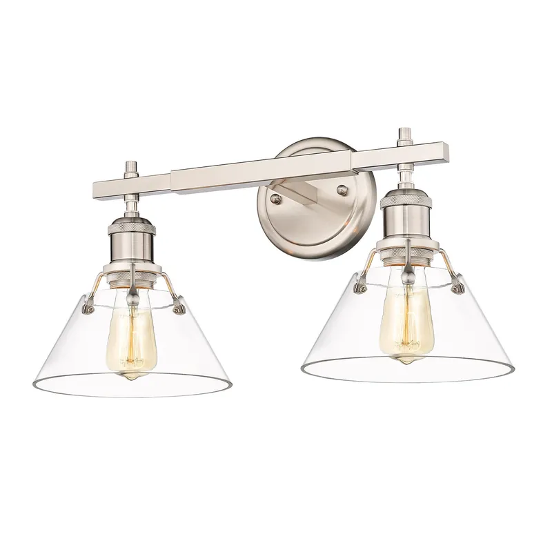Yep by Golden Lighting Orwell 2-light Vanity in Pewter and Clear Glass — Golden Lighting LED Wall Lights  