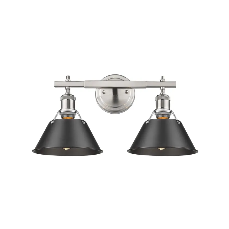 Yep by Golden Lighting Orwell 2-light Vanity in Pewter and Matte Black shade — Golden Lighting LED Wall Lights  
