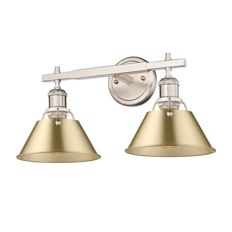 Yep by Golden Lighting Orwell 2-light Vanity in Pewter and Brushed Champagne Brass shade — Golden Lighting LED Wall Lights  