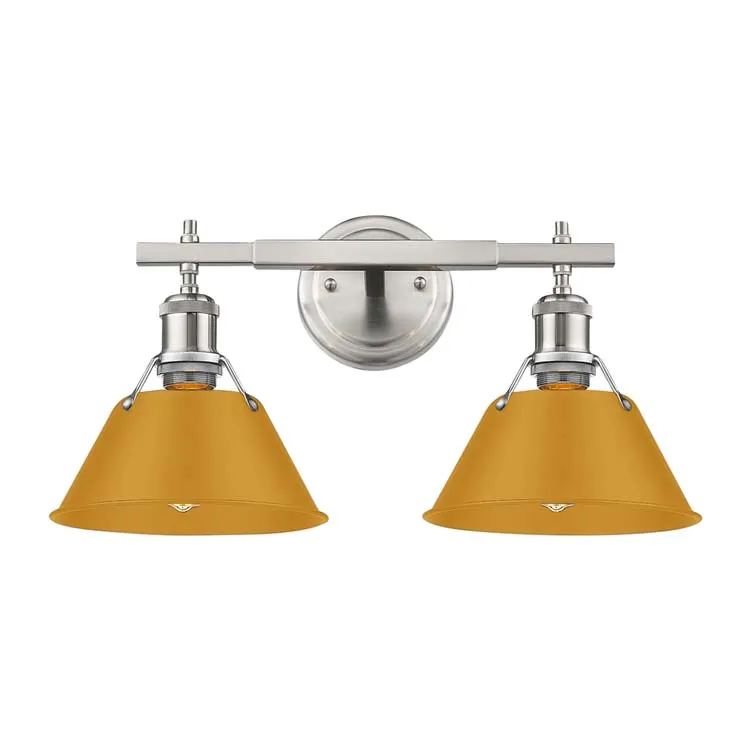 Yep by Golden Lighting Orwell 2-light Vanity in Pewter and Auric Yellow shade — Golden Lighting LED Wall Lights  