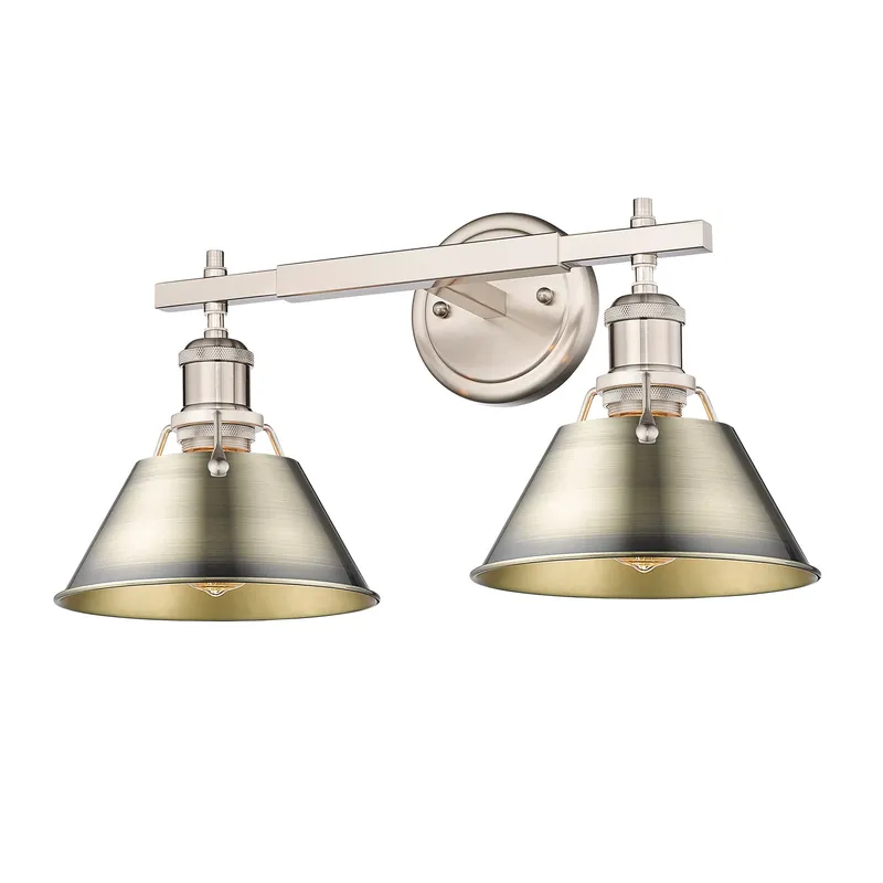 Yep by Golden Lighting Orwell 2-light Vanity in Pewter and Aged Brass shade — Golden Lighting LED Wall Lights  