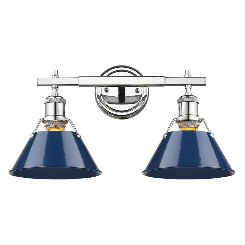 Yep by Golden Lighting Orwell 2-light Vanity in Chrome and Navy Blue shade — Golden Lighting LED Wall Lights 100.0W 