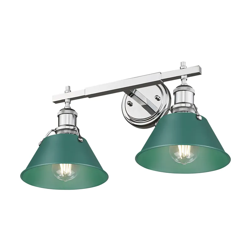 Yep by Golden Lighting Orwell 2-light Vanity in Chrome and Pine Green shade — Golden Lighting LED Wall Lights  