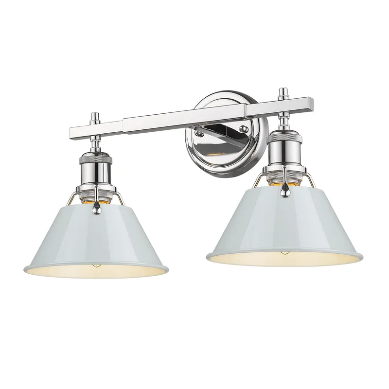 Yep by Golden Lighting Orwell 2-light Vanity in Chrome and Dusky Blue shade — Golden Lighting LED Wall Lights 100.0W 