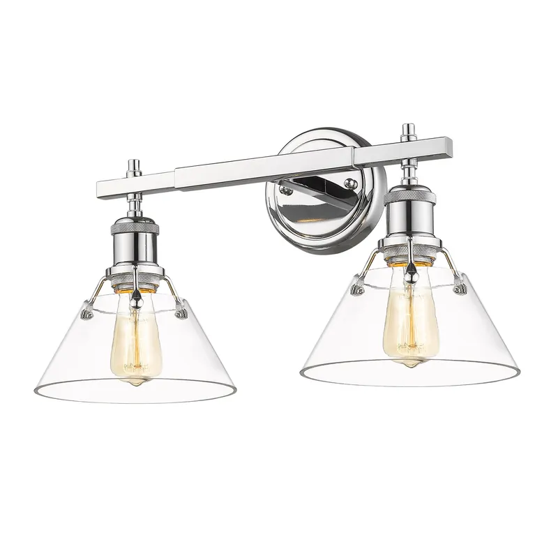 Yep by Golden Lighting Orwell 2-light Vanity in Chrome and Clear Glass — Golden Lighting LED Wall Lights 100.0W 