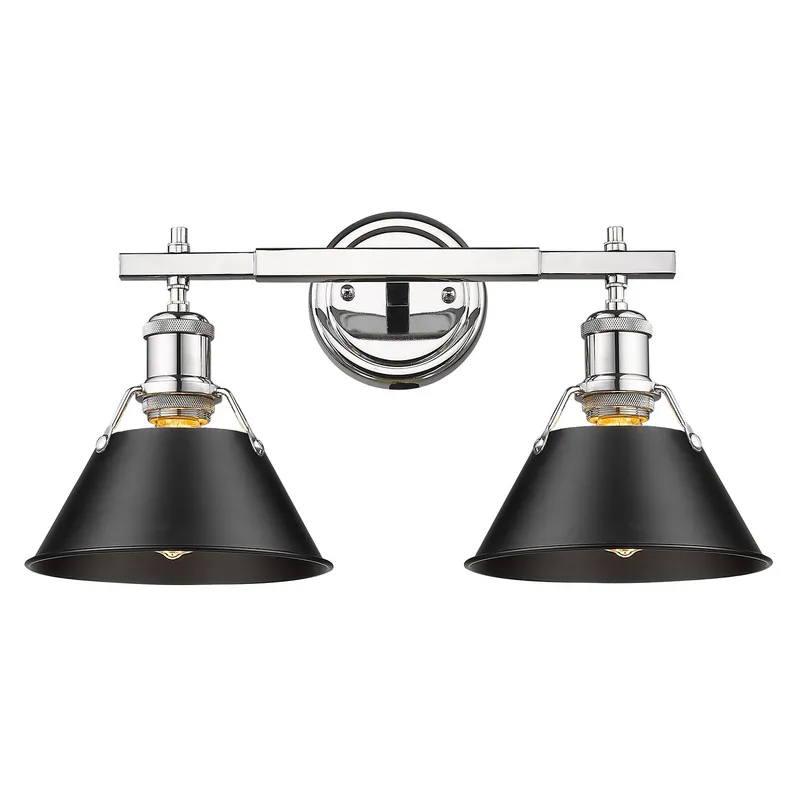 Yep by Golden Lighting Orwell 2-light Vanity in Chrome and Matte Black shade — Golden Lighting LED Wall Lights  