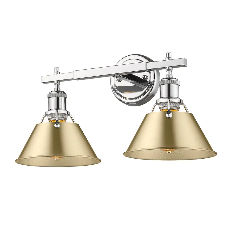 Yep by Golden Lighting Orwell 2-light Vanity in Chrome and Brushed Champagne Brass shade — Golden Lighting LED Wall Lights  