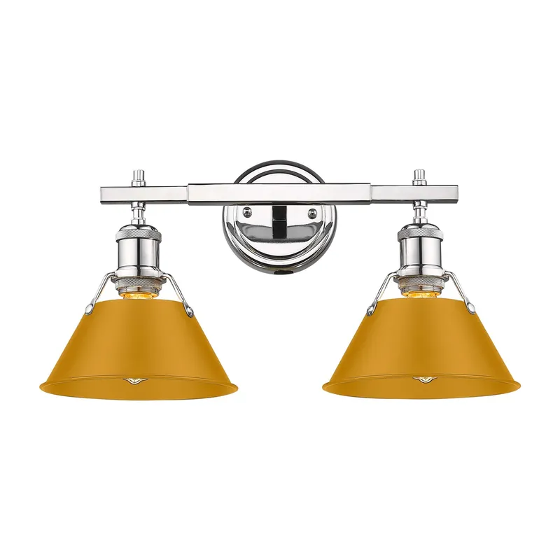 Yep by Golden Lighting Orwell 2-light Vanity in Chrome and Auric Yellow shade — Golden Lighting LED Wall Lights  