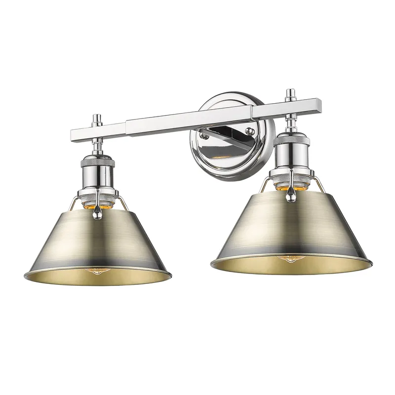 Yep by Golden Lighting Orwell 2-light Vanity in Chrome and Aged Brass shade — Golden Lighting LED Wall Lights  