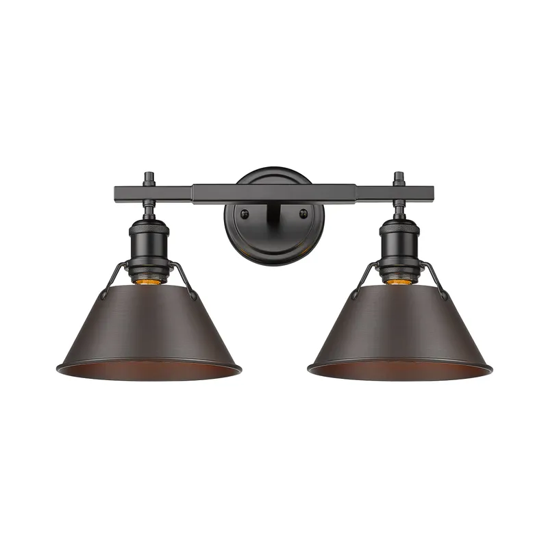 Yep by Golden Lighting Orwell 2-light Vanity in Matte Black and Rubbed Bronze shade — Golden Lighting LED Wall Lights  
