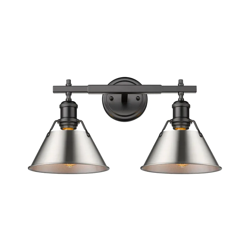 Yep by Golden Lighting Orwell 2-light Vanity in Matte Black and Pewter shade — Golden Lighting LED Wall Lights  
