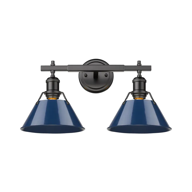 Yep by Golden Lighting Orwell 2-light Vanity in Matte Black and Navy Blue shade — Golden Lighting LED Wall Lights  