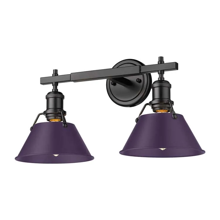 Yep by Golden Lighting Orwell 2-light Vanity in Matte Black and Exotic Purple shade — Golden Lighting LED Wall Lights  