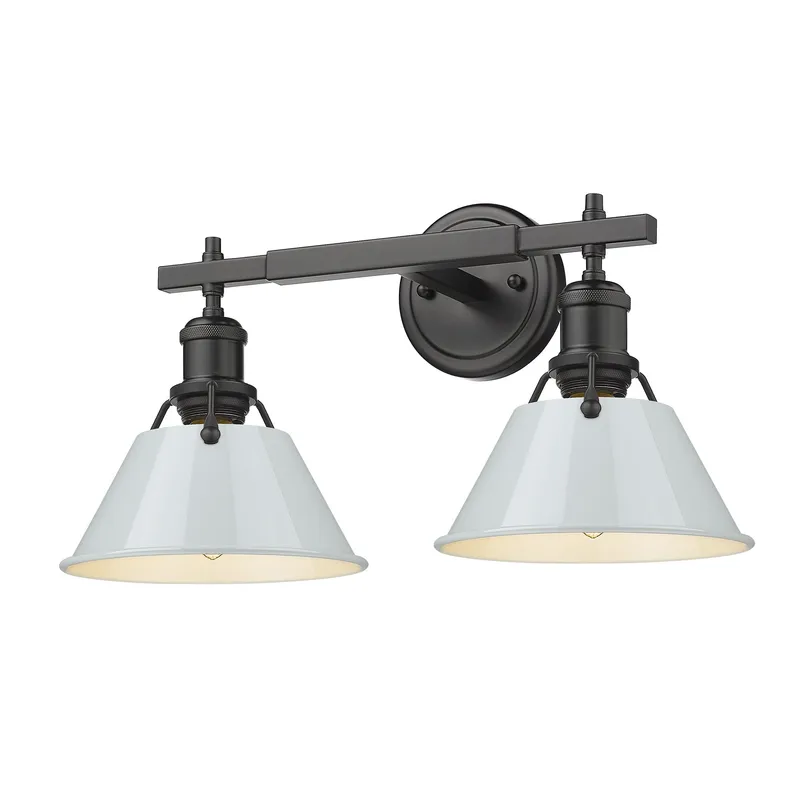 Yep by Golden Lighting Orwell 2-light Vanity in Matte Black and Dusky Blue shade — Golden Lighting LED Wall Lights  