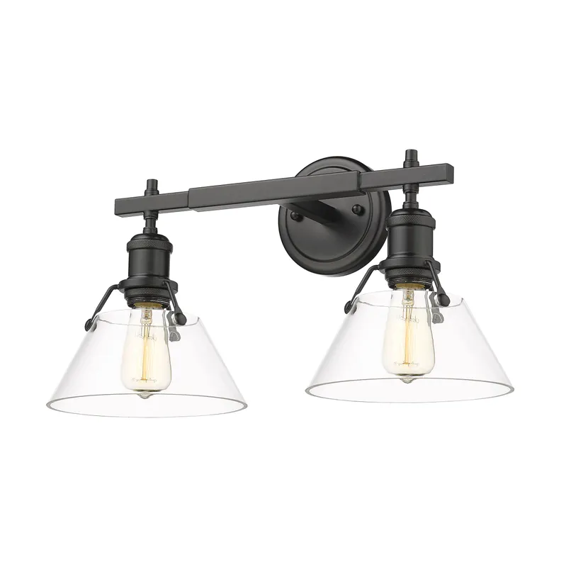Yep by Golden Lighting Orwell 2-light Vanity in Matte Black and Clear Glass — Golden Lighting LED Wall Lights  