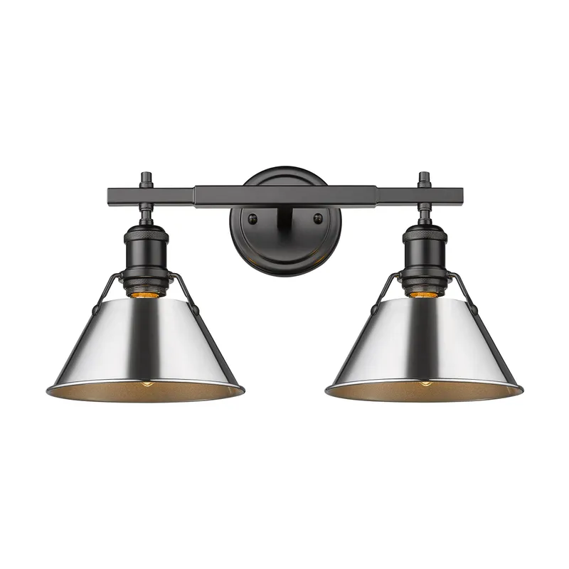 Yep by Golden Lighting Orwell 2-light Vanity in Matte Black and Chrome shade — Golden Lighting LED Wall Lights 100.0W 