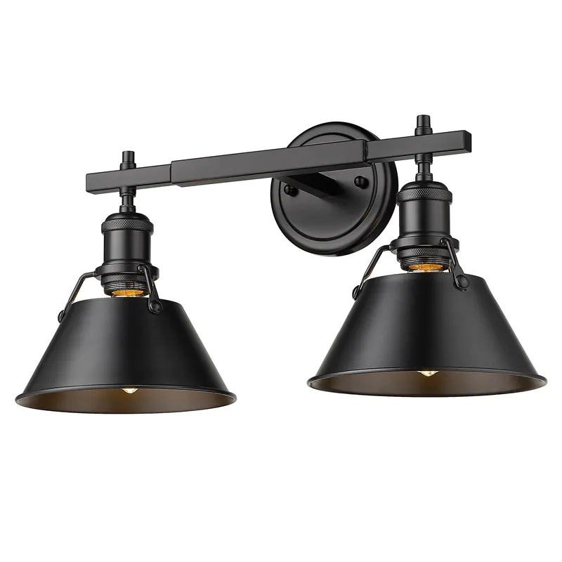 Yep by Golden Lighting Orwell 2-light Vanity in Matte Black — Golden Lighting LED Wall Lights  