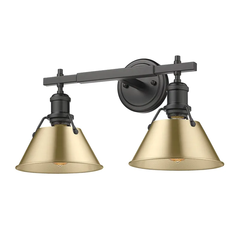 Yep by Golden Lighting Orwell 2-light Vanity in Matte Black and Brushed Champagne Brass shade — Golden Lighting LED Wall Lights  