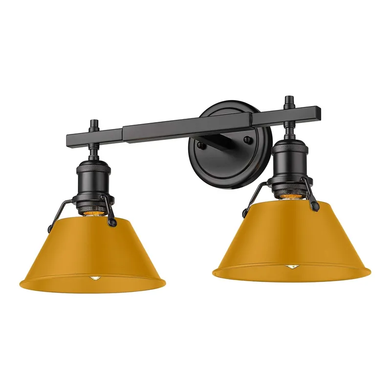 Yep by Golden Lighting Orwell 2-light Vanity in Matte Black and Auric Yellow shade — Golden Lighting LED Wall Lights 100.0W 