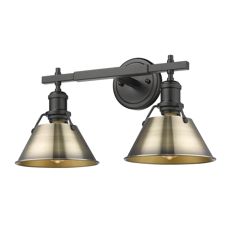 Yep by Golden Lighting Orwell 2-light Vanity in Matte Black and Aged Brass shade — Golden Lighting LED Wall Lights  