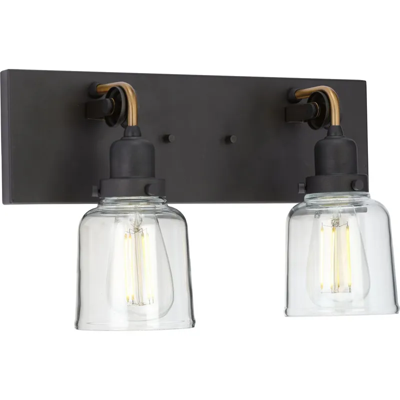 Rushton Collection Two-Light Clear Glass Bath Vanity Light — Progress Lighting LED Wall Lights  