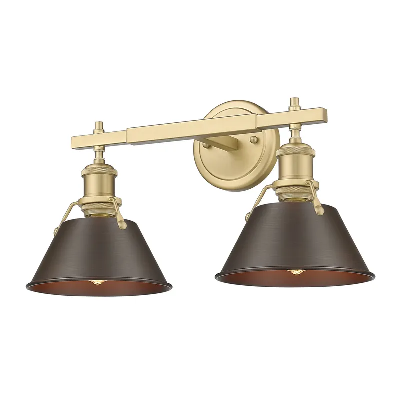 Yep by Golden Lighting Orwell 2-light Vanity in Brushed Champagne Brass and Rubbed Bronze shade — Golden Lighting LED Wall Lights  