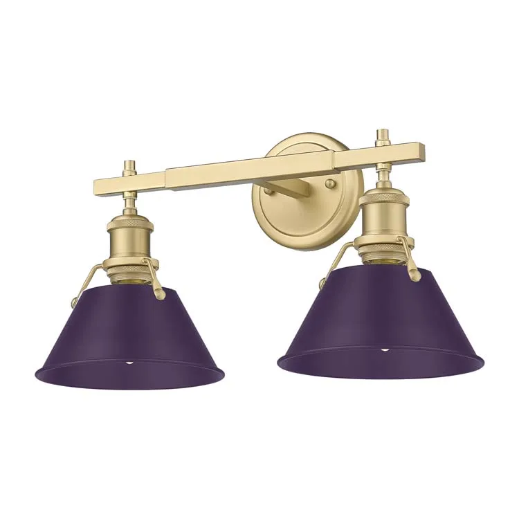 Yep by Golden Lighting Orwell 2-light Vanity in Brushed Champagne Brass and Exotic Purple shade — Golden Lighting LED Wall Lights  