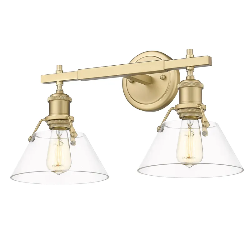 Yep by Golden Lighting Orwell 2-light Vanity in Brushed Champagne Brass and Clear Glass — Golden Lighting LED Wall Lights  