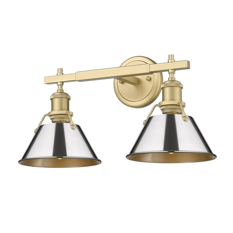 Yep by Golden Lighting Orwell 2-light Vanity in Brushed Champagne Brass and Chrome shade — Golden Lighting LED Wall Lights  