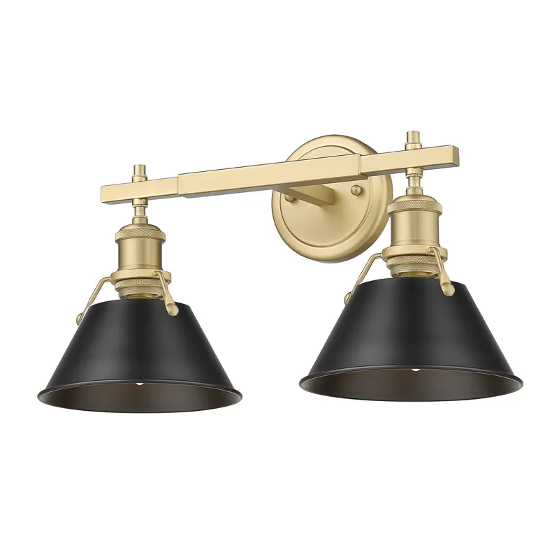 Yep by Golden Lighting Orwell 2-light Vanity in Brushed Champagne Brass and Matte Black shade — Golden Lighting LED Wall Lights 100.0W 