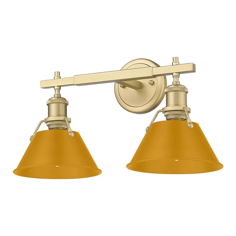 Yep by Golden Lighting Orwell 2-light Vanity in Brushed Champagne Brass and Auric Yellow shade — Golden Lighting LED Wall Lights  