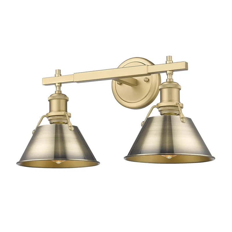 Yep by Golden Lighting Orwell 2-light Vanity in Brushed Champagne Brass and Aged Brass shade — Golden Lighting LED Wall Lights 100.0W 