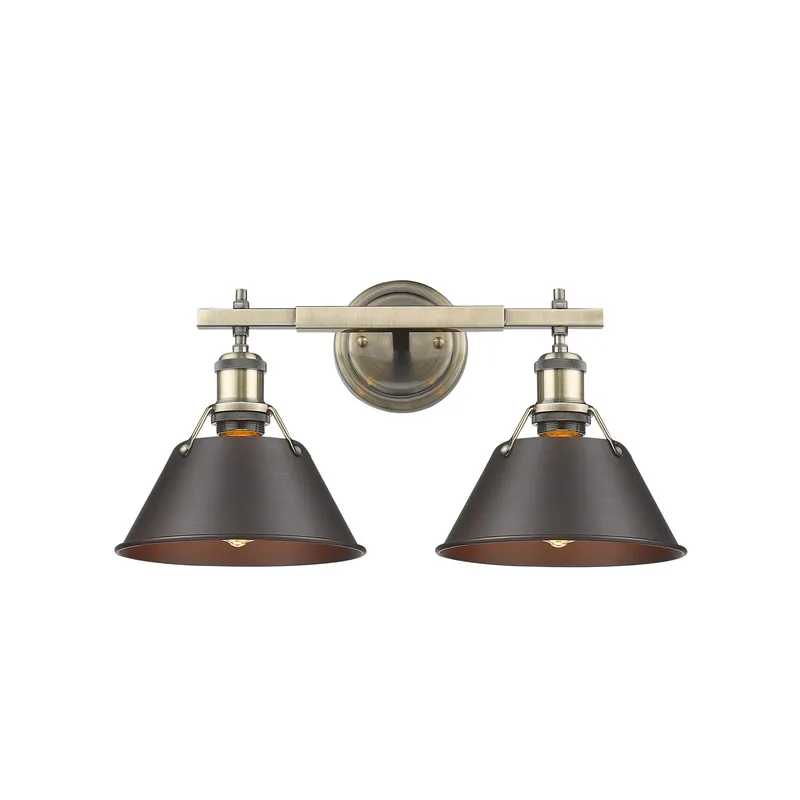 Yep by Golden Lighting Orwell 2-light Vanity in Aged Brass and Rubbed Bronze shade — Golden Lighting LED Wall Lights 100.0W 