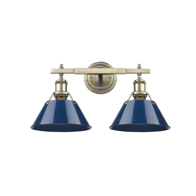 Yep by Golden Lighting Orwell 2-light Vanity in Aged Brass and Navy Blue shade — Golden Lighting LED Wall Lights  