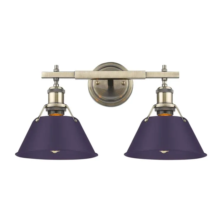 Yep by Golden Lighting Orwell 2-light Vanity in Aged Brass and Exotic Purple shade — Golden Lighting LED Wall Lights  