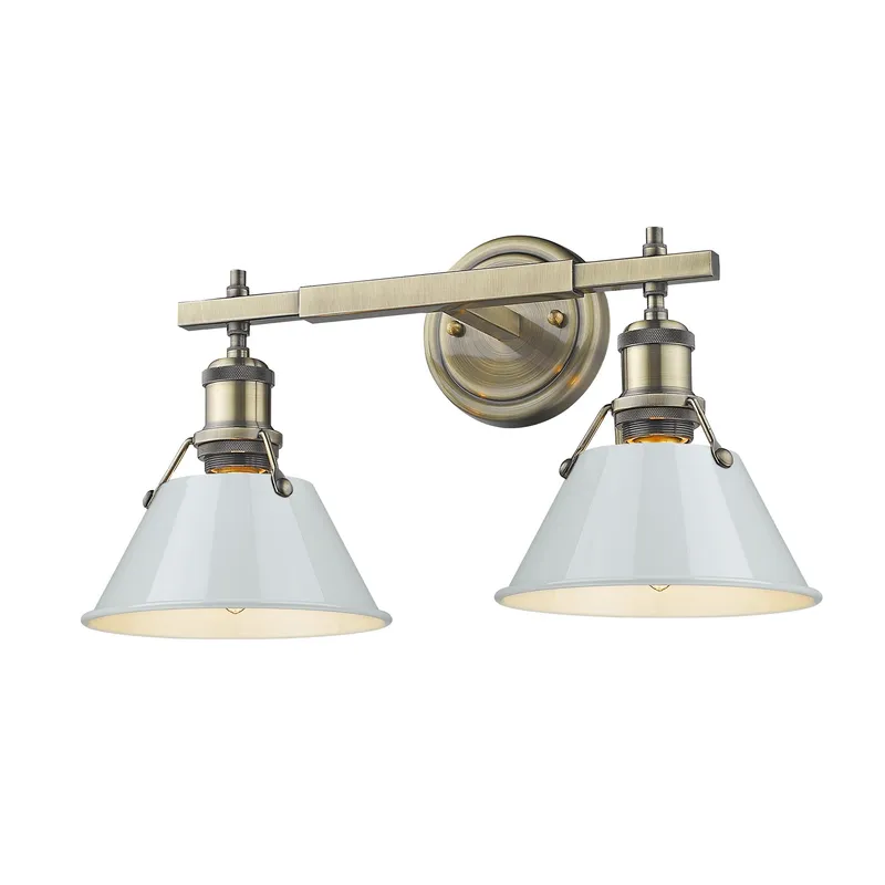 Yep by Golden Lighting Orwell 2-light Vanity in Aged Brass and Dusky Blue shade — Golden Lighting LED Wall Lights  